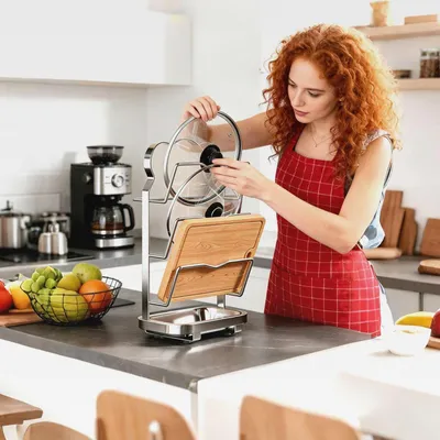 Produktbild von Topfdeckelhalter, Wand-Küchenutensilienhalter | Halterung für Pfannendeckel mit rutschfester Unterseite, für Küche, Schrank, Wohnung, Studio