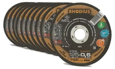 Produktbild von Rhodius XTK6 EXACT BOX 211302 Cutting disc (off-set) 125 mm 10 pc(s) Stainless steel, Steel