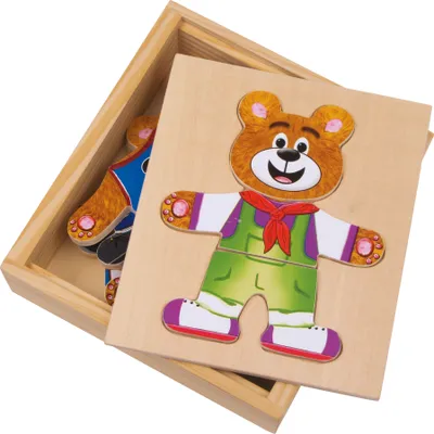 Produktbild von Small Foot Design 2482 Anziehbär Nico, aus Holz, mehrfarbig, 20-teilig (1 Set)