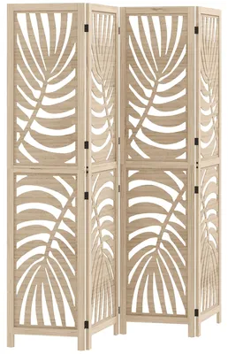 Productafbeelding van Famanu – Binnenruimteparavent, 4 panelen van natuurlijk hout, 160 x 170 cm
