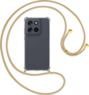 Produktbild von Handykette Backcover-Schutzhülle mit Band (Metall goldfarben) für Motorola Moto G Stylus 5G (2025) - caramel
