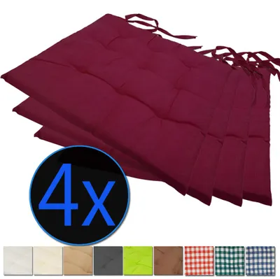 Produktbild von Stuhlkissen Nizza 38x38 cm 4er Pack Sitzkissen mit Steppung, Farbe:Berry