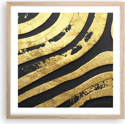 Produktbild von Gerahmtes Poster - Rahmen in heller Eiche - Abstraktion dreidimensional Gold - 50x50 cm - Wand Bild - Wanddeko - Wandbilder - Kunstposter - Wandposter - Bilderrahmen - Bilder - P2NAC50x50-4461