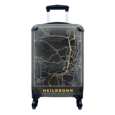 Produktbild von MuchoWow® Koffer Handgepäck Trolley Rollkoffer Kleine Reisekoffer mit 4 Rollen - Heilbronn - Stadtplan - Karte - Deutschland - Gold - Cabin Size < 55x40x23 cm & 55x40x20 cm - Fotokoffer - Kabinenkoffer - Boardgepäck - Reise-Box - Reisekoffer - Reisegepäck - Koffer mit Bild - Trolley für Kinder