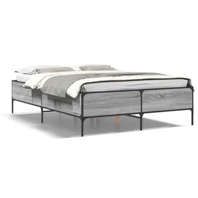 Produktbild von vidaXL Bettgestell Grau Sonoma 140x190 cm Holzwerkstoff und Metall