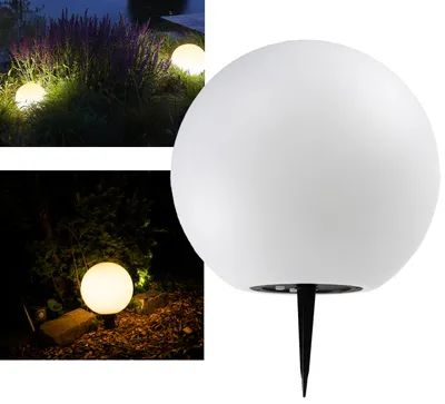 Produktbild von ChiliTec 23024 LED Solar Kugelleuchte 25cm Ø "SK25 W" IP44, Warmweiß / 3000K