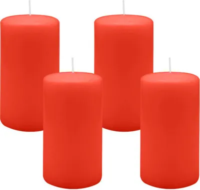 Produktbild von 4er Set Adventskranzkerzen Paprika Hellrot Ø 70 x 130 mm
