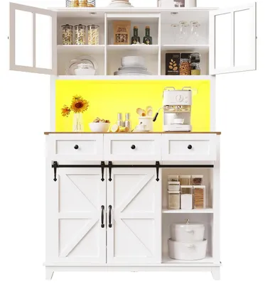Productafbeelding van Keukenwandkast met LED-verlichting, 105x38,4x180 cm, wit