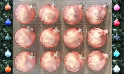 Produktbild von JACK 12x Glas Eislack Christbaumkugeln 6cm Thüringer Weihnachtskugeln Kugeln, Farbe:Rosa