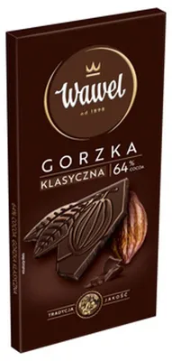 Zdjęcie produktu dla Wawel Czekolada Premium Gorzka 64% cocoa 90g