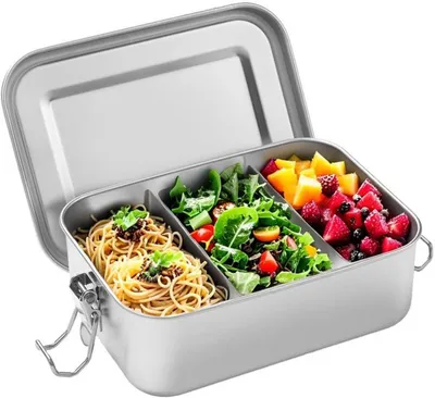 Produktbild von Azomor® Edelstahl Lunchbox mit auslaufsicherem Design und verstellbaren Fächern