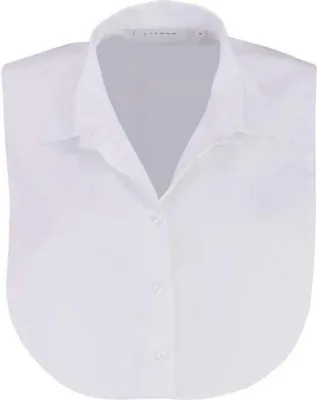 A white detachable collar for a shirt, laid flat on a white background.