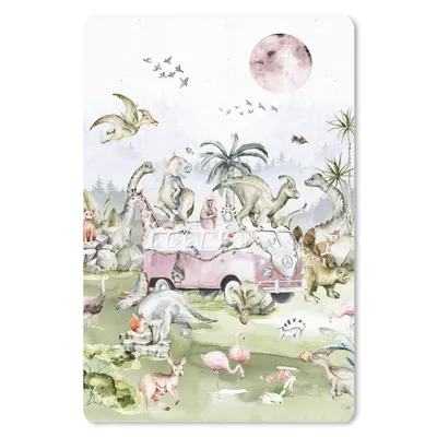 Produktbild von MuchoWow® Mauspad Mousepad Dinosaurier - Kinder - Bus - Bäume - Tiere - Kinder 18x27 cm - Mousepads - Maus Mat - Pad - Mausunterlage
