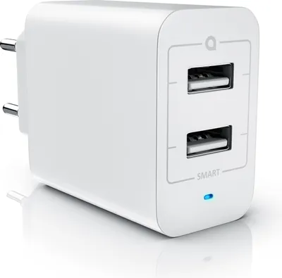 Immagine prodotto di Caricatore USB Aplic 4800 mA, alimentatore a 2 porte per telefono cellulare/smartphone/tablet, 4800mA - 2400mA per porta