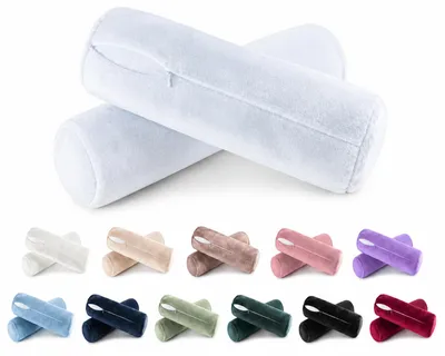 Produktbild von Nackenrollen Bezug 2er Set 15x40 cm – Nackenmassagekissen Bezug, Nackenmassagerolle, Kissenbezug für Nackenrolle, Cashmere Touch, mit Reißverschluss, waschbar, , weich für Büro Flugzeug Reise, Designe:WEISS, KI-generiertes Bild