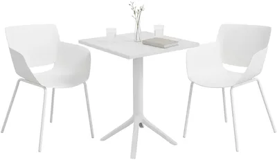 Produktbild von Gartenmöbel-Set ALMA mit 2 Stühlen - 168x60x80cm, Kunststoff, Weiß | Balkonset Gartenset Tisch mit Stühlen Bistroset Outdoor