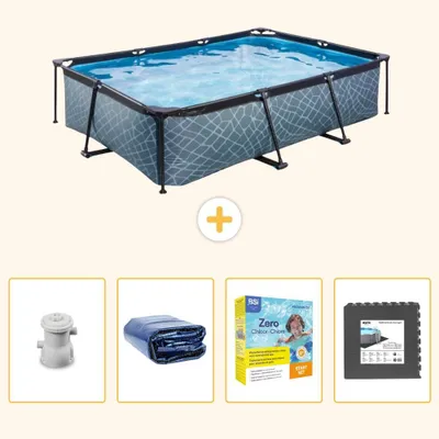 Immagine prodotto di Piscina fuori terra rettangolare - aspetto pietra - 300x200x65 cm - 5 pezzi - SCB68