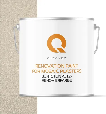 Produktbild von Q-COVER BUNTSTEINPUTZ-RENOVIERFARBE Reinweiß RAL 9010 5L – UV- & Witterungsschutz, wasserabweisend, für Innen & Außen