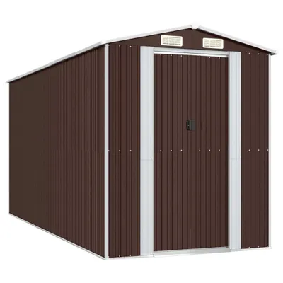 Obrázek produktu pro vidaXL Kůlna na nářadí tmavě hnědá 192x440x223 cm Pozinkovaná ocel