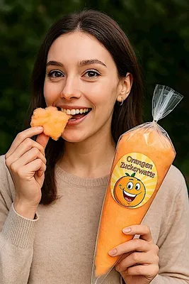 Produktbild von Zuckerwatte Orange im Poly-Spitzbeutel 70g | - Orangen-farbene Zuckerwatte mit fruchtigen Orangenaroma
