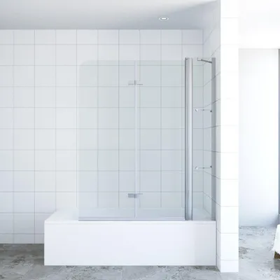 Produktbild von Badewannenfaltwand 150x140 cm Faltwand aus ESG-Sicherheitsglas 5mm, Duschabtrennung für Badewanne, klappbare Glaswand mit Nano Easy-Clean-Beschichtung