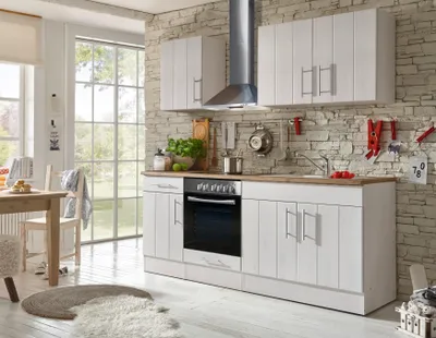 Produktbild von Küche Küchenzeile Leerblock  Landhaus Lärche Weiß Anton 210 cm Respekta