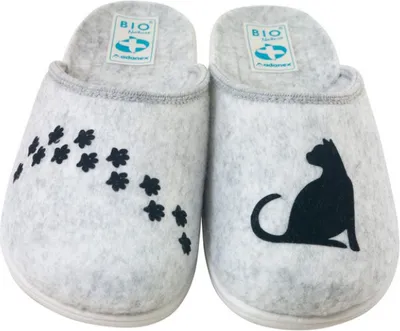 Produktbild von Damenhausschuhe ADANEX DIANA 29250 hellgrau mit Katze