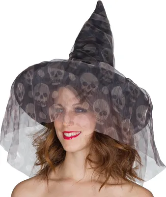 Produktbild von Damen Hexenhut mit Totenkopf-Schleier