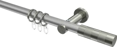 Produktbild von Interdeco Gardinenstange / Vorhangstange Silbergrau / Edelstahl-Optik, Typ Platon Mavell (Zylinder), 20 mm Ø 1-läufig, 200 cm