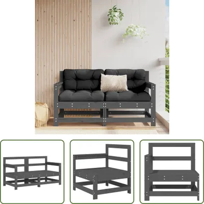 Produktbild von The Living Store Garten-Ecksofas 2 Stk. Grau Massivholz Kiefer