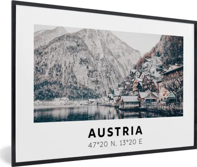 Produktbild von MuchoWow® Gerahmtes Poster Österreich - Wasser - Berge - Alpen 30x20 cm - Poster mit Schwarzem Bilderrahmen Wandposter Rahmen Foto Bilder - Kunstdruck - Bild-Poster