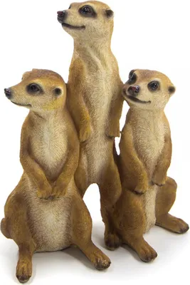 Produktbild von Bambelaa! Erdmännchen Familie Gartendeko Tierskulptur, Polyresin / Kunstharz, braun, wetter- und frostbeständig, 400g, 3 Figuren