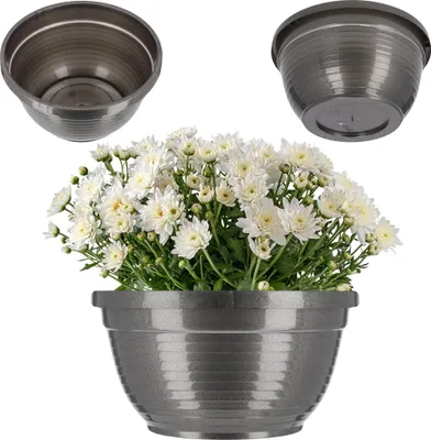 Produktbild von Blumenschale für Friedhof - Kunststoff Grabschale - XL - Für Grabstein/Friedhof - Grau