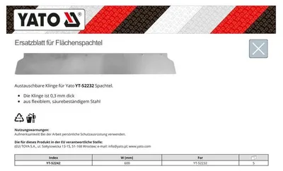 Produktbild von Putzspachtel Feinspachteln Flächenspachtel Feinveredelung 25 40 60 80 cm Gipsspachtel mit austauschbarer Metallklinge Adapter Halterung, Länge:Ersatzklinge 600mm (für  YT-52232)