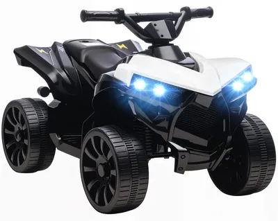 Imagen del producto de Quad eléctrico para niños, 6V, con música y faros LED | Color: Blanco | Dimensiones: 42x70x45 cm