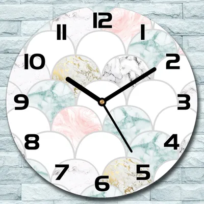 Produktbild von Wanduhr aus Glas Rund fi 30 Pastell Marmor Quarz Deko Schlafzimmer Büro