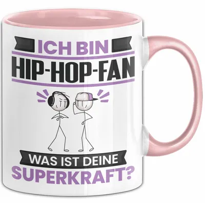 Produktbild von Hip-Hop-Fan Tasse Geschenk für Hip-Hop-Fan Geburtstag Lustiger Spruch Kaffee-Becher Was Ist Deine Superkraft (Rosa)