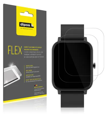 Produktbild von 2x Schutzfolie für Matast Smartwatch Folie, 100% Displayabdeckung, dipos Flex