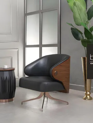 Produktbild von Komplette Büro Schreibtisch Leder Bürotisch Set 5tlg Holz Schwarz Luxus Groß Neu