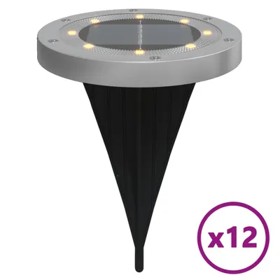 Image de vidaXL Lampes solaires au sol avec piquet de terre 12 pcs. Blanc chaud