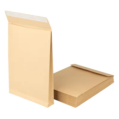 Image de 25 pièces - pochette pliable C4 avec pli de fond de 3,8 cm - épaisseur 150 g/m² - bande adhésive - enveloppe d'expédition - emballage - pochette d'expédition brune