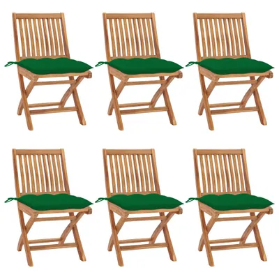 Image de Chaises de jardin pliantes avec coussins 6 pcs. Bois massif teck
