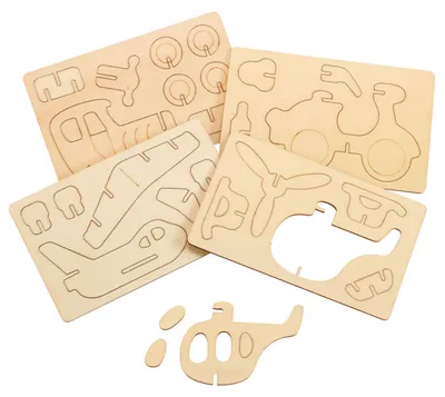 Immagine prodotto di Colorations - Kit di costruzione in legno 3D: set di 4 veicoli giocattolo