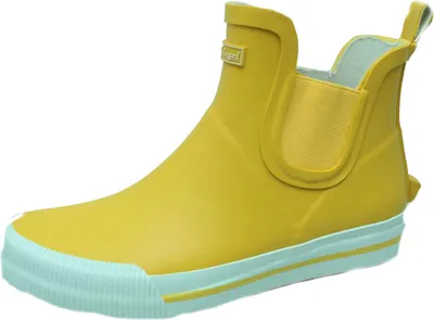 Produktbild von Bockstiegel Damen Gummistiefel Momo kurz mit seitlichem Elastikeinzug - Wasserdichte Stiefelette mit Ausziehhilfe in Gelb-Weiß Größe 40