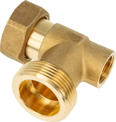 Produktbild von tecuro Eckverschraubung Überwurfmutter 1 Zoll (flachdichtend) x 1 1/4 Zoll AG x 1/2 Zoll IG, reduziert - Messing-blank CW617N