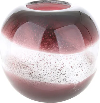 Produktbild von Gilde GlasArt Vase rund "Grano" magenta/weiß L=20,5 cm B= 20,5 cm H= 18,5 cm 39659