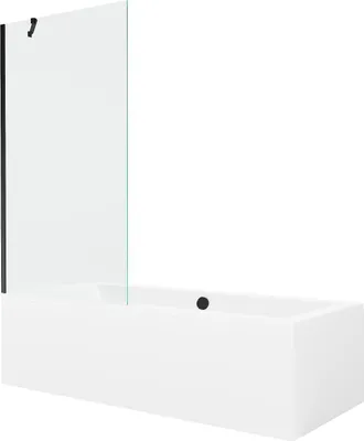 Produktbild von Mexen Cube rechteckige Badewanne 170 x 80 cm mit Verkleidung und 1-flügeliger 90 cm Faltwand, transparent, schwarz - 550517080X?