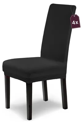 Stretch-Stuhlhussen, Set 4, schwarz, hohe Rückenlehne