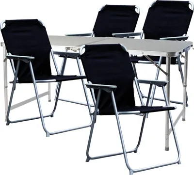 Produktbild von 5-teiliges Campingmöbel Set Alu 120x60x58/70cm schwarz