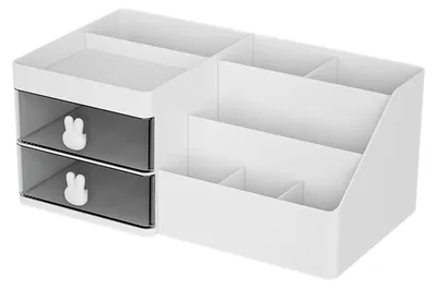 Imagen del producto de Organizador de cosméticos con cajones, múltiples compartimentos, fabricado en plástico, gran capacidad, vitrina para maquillaje ideal para labiales, joyas, color blanco